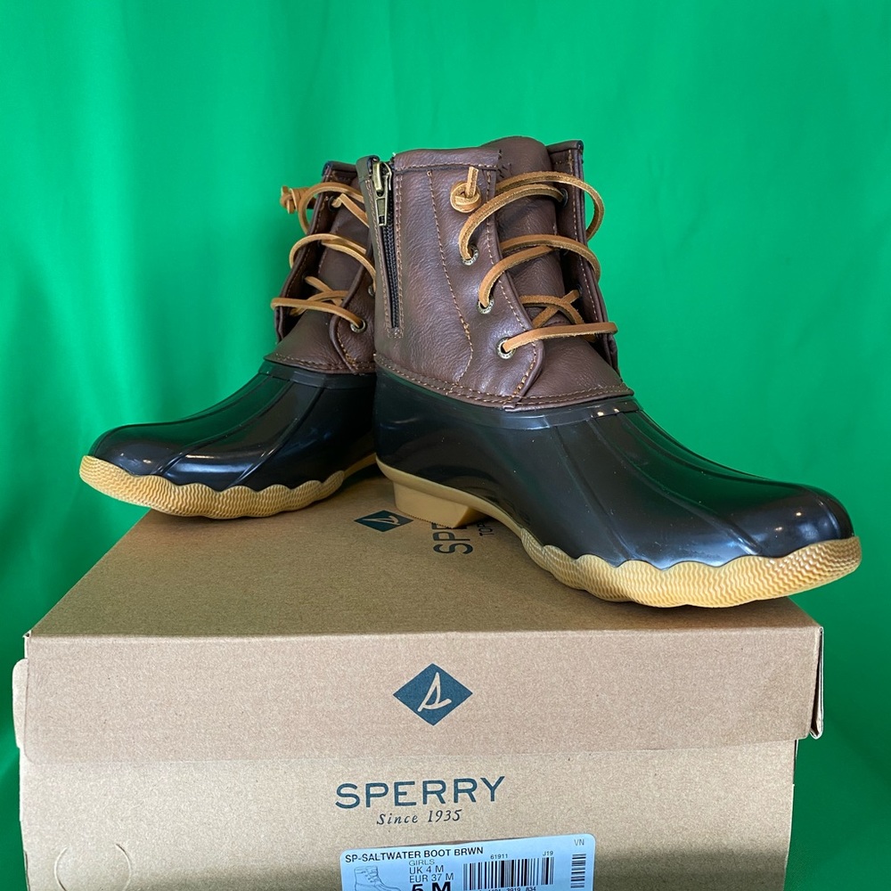 NWT Sperry Saltwater brown boots Size 5M - Picture 4 of 6